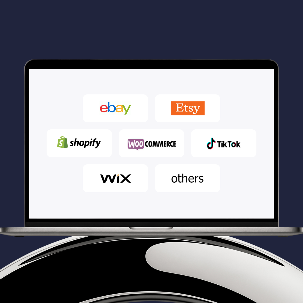 Laptop showing various e-commerce platforms